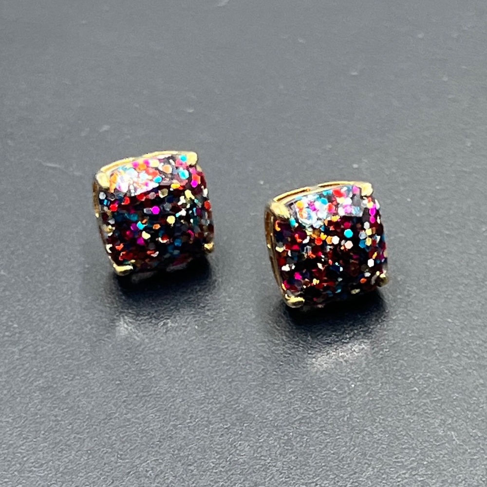 Kate Spade New York Glitter Small .50" Square Stud multicolor‎ glitter finish